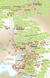 Area map north of Anchorage, Alaska