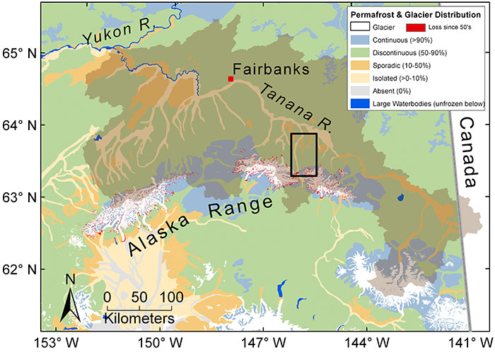 Topographic map showing Tanana River basin