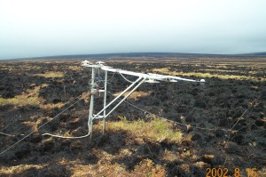 Seward Peninsula K2 met site radiation stand after the fire, 8/2002.